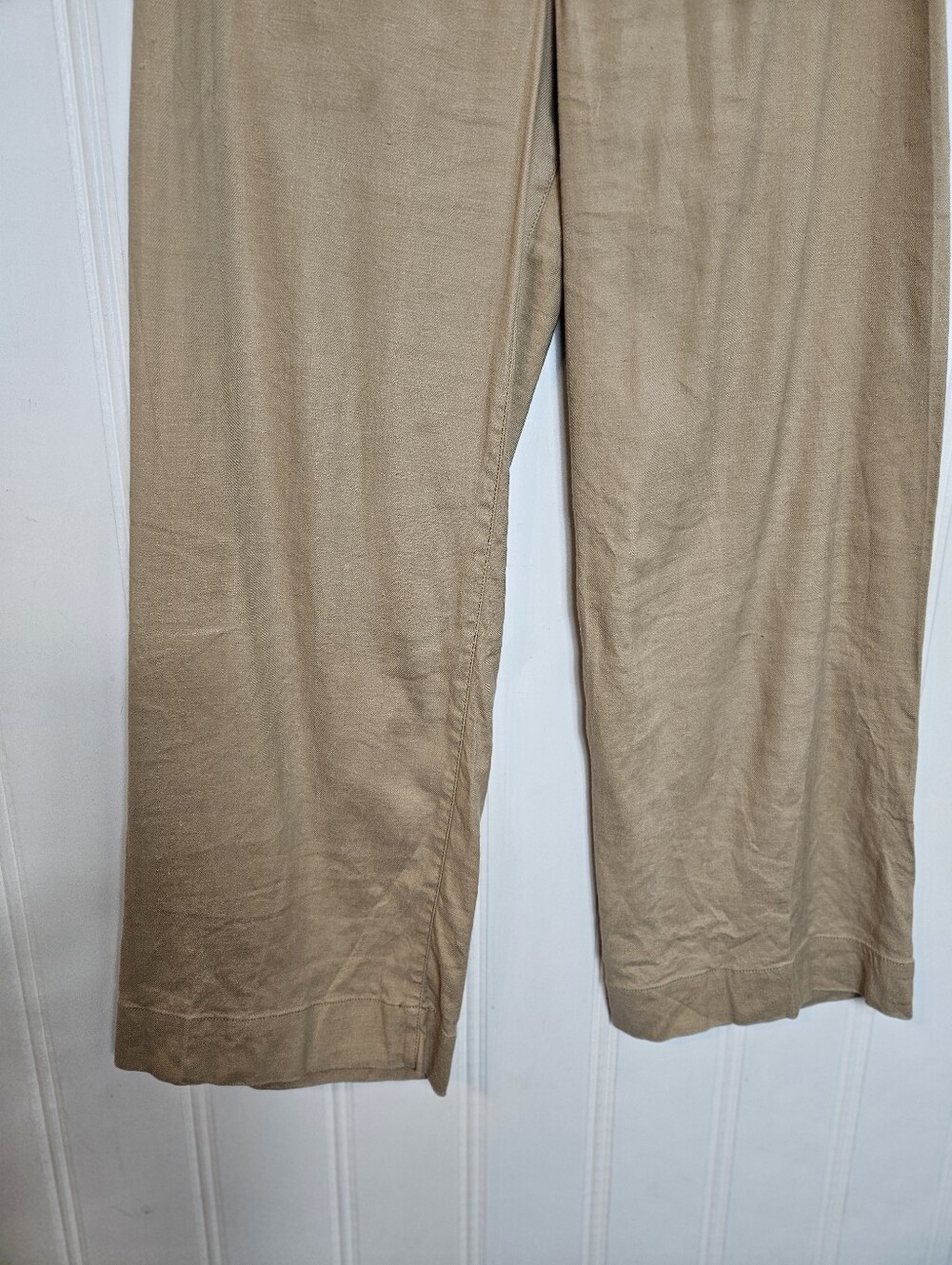 Anthropologie Maeve Colette Pants 25 Linen Wide Leg Tan Cropped High Rise - Picture 4 of 15